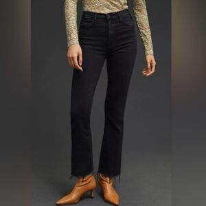 MOTHER The Hustler Ankle Fray Encounters At Night Black High Rise Flare Jeans 27